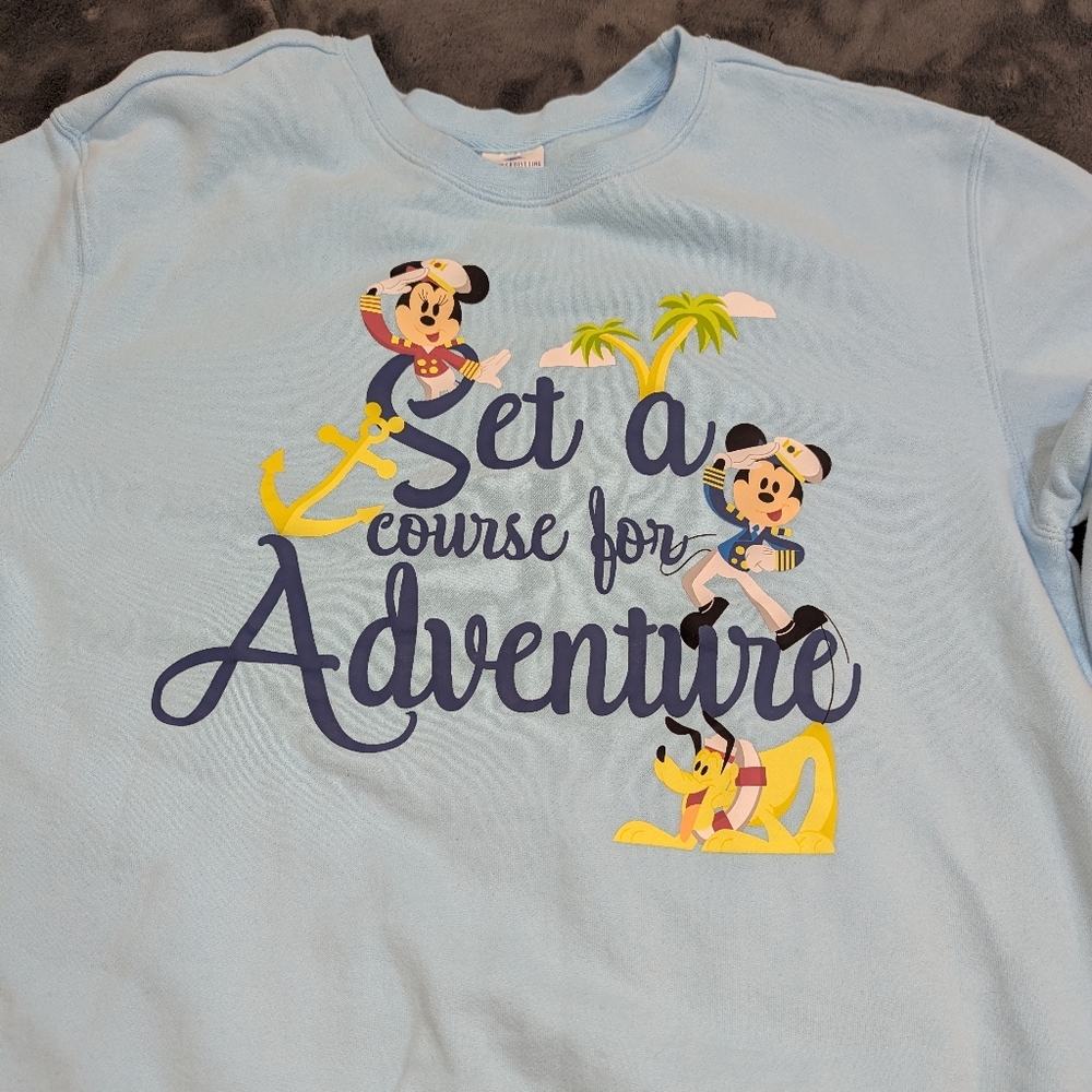 Disney Cruise Line Womens Sweater Blue Medium Captain Mickey Minnie Mouse DCL - Picture 3 of 7